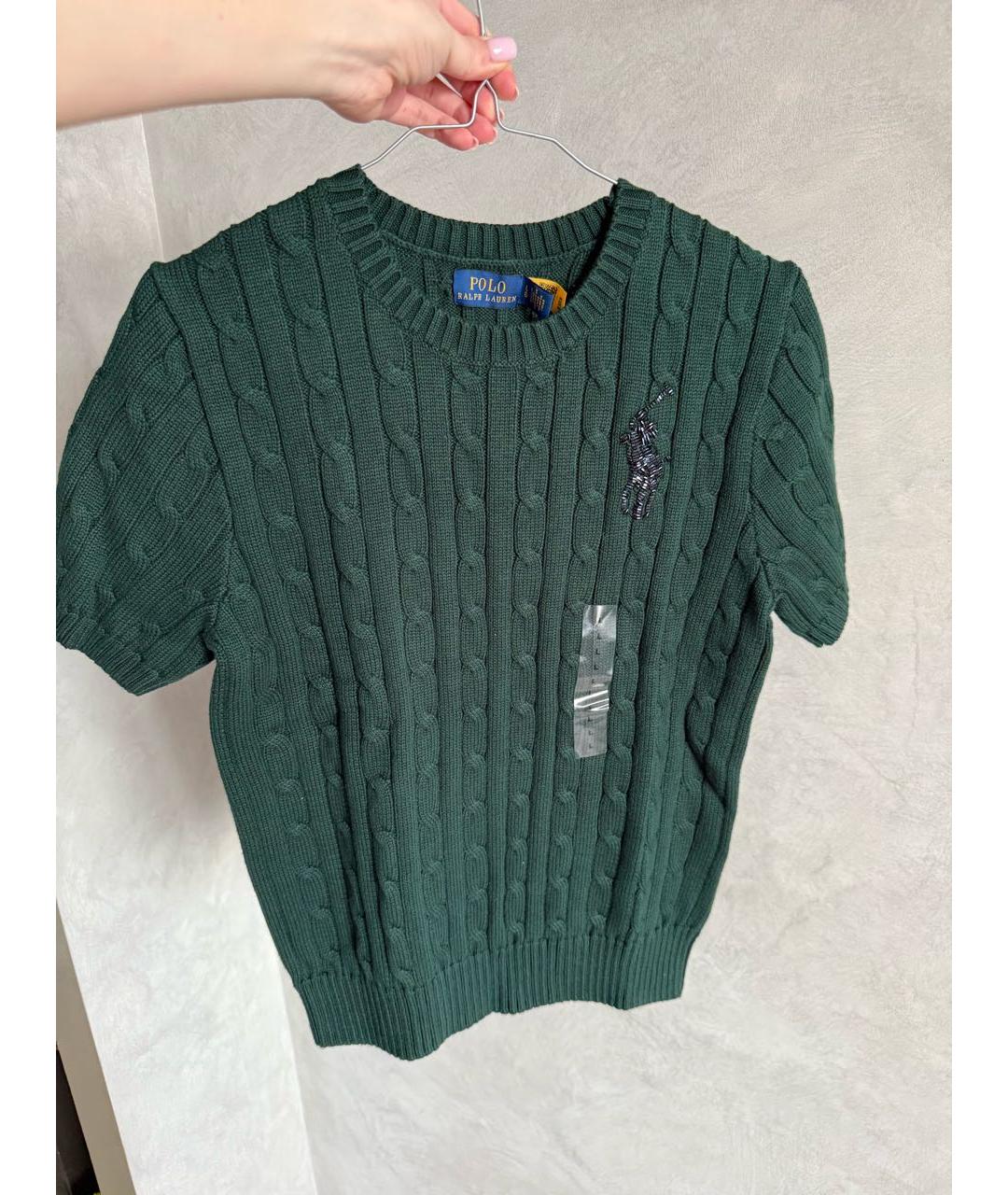 POLO RALPH LAUREN Зеленый хлопковый джемпер / свитер, фото 2