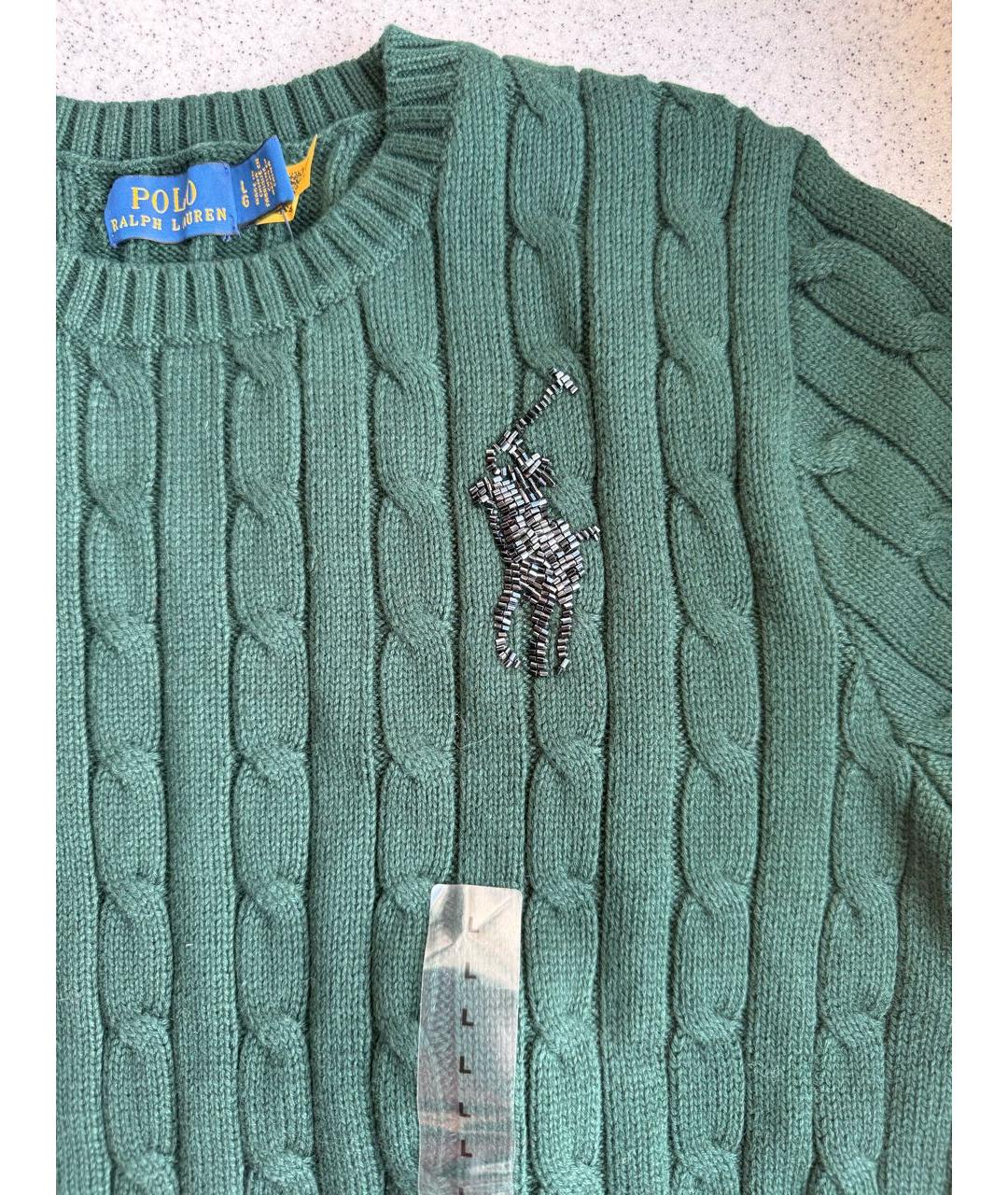POLO RALPH LAUREN Зеленый хлопковый джемпер / свитер, фото 4