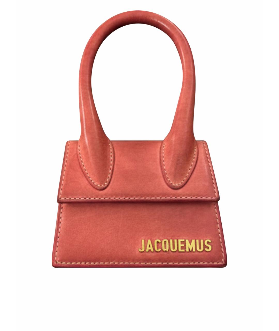 JACQUEMUS Коралловая кожаная сумка через плечо, фото 1