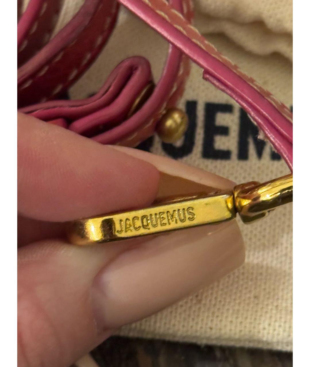 JACQUEMUS Коралловая кожаная сумка через плечо, фото 4