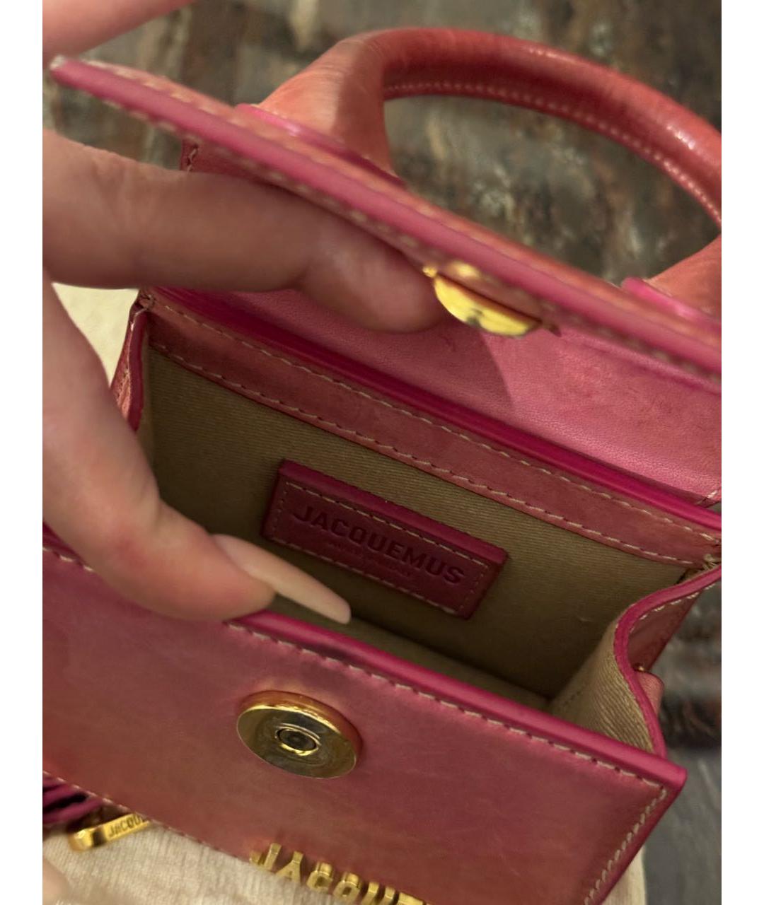 JACQUEMUS Коралловая кожаная сумка через плечо, фото 3