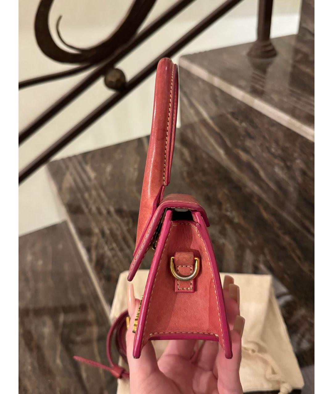 JACQUEMUS Коралловая кожаная сумка через плечо, фото 2