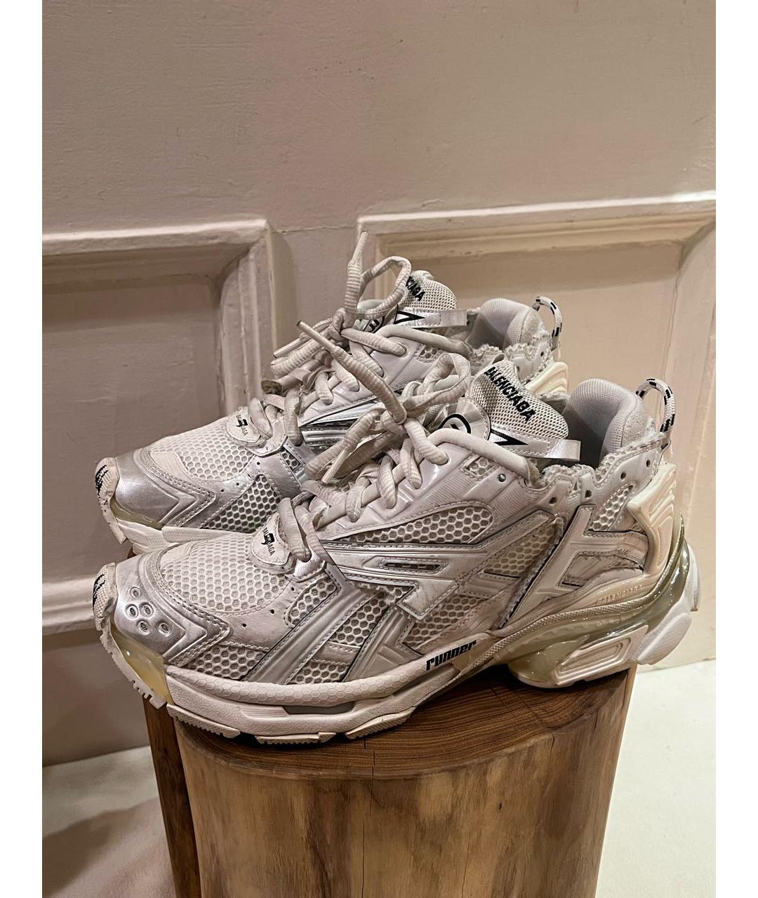 BALENCIAGA Белые текстильные низкие кроссовки / кеды, фото 2