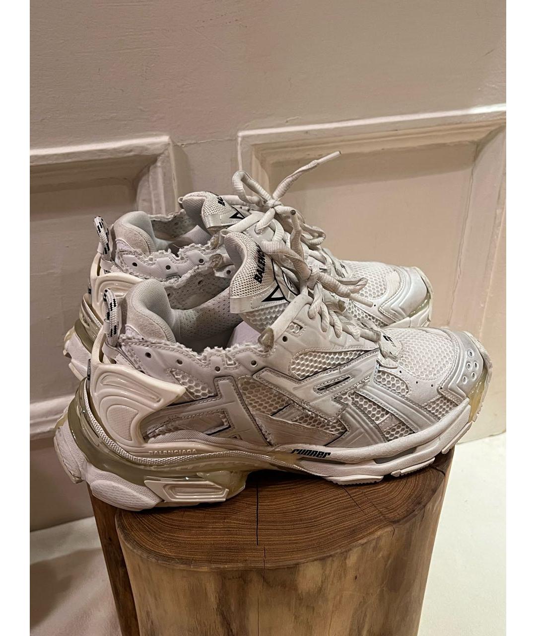 BALENCIAGA Белые текстильные низкие кроссовки / кеды, фото 5