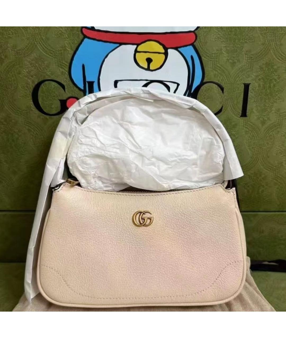 GUCCI Бежевая кожаная сумка через плечо, фото 6