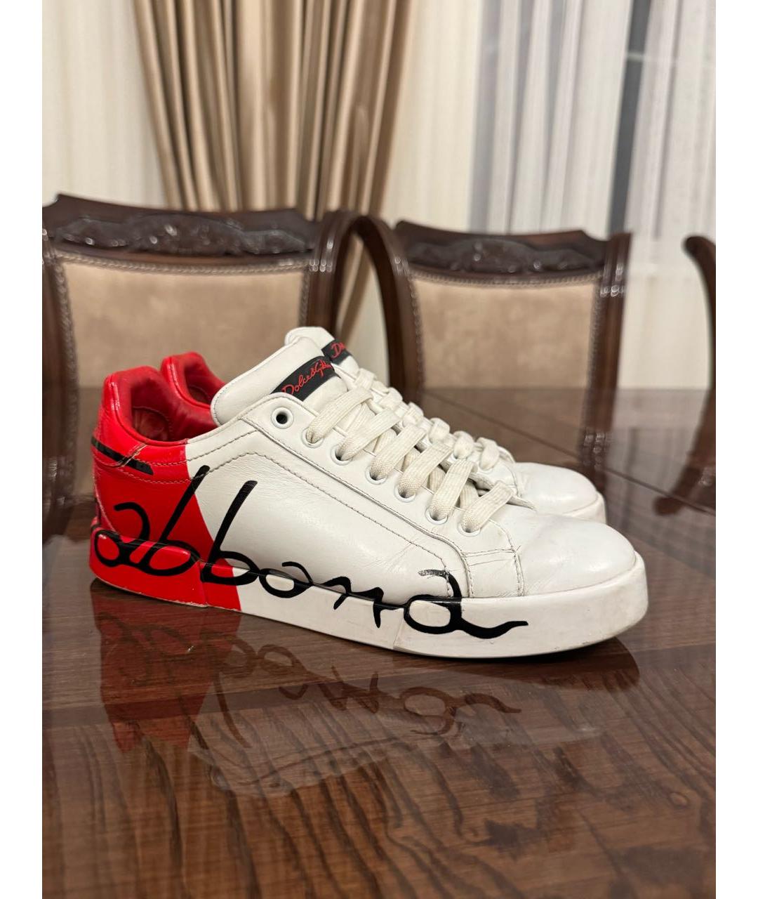 DOLCE&GABBANA Белые кожаные кеды, фото 7