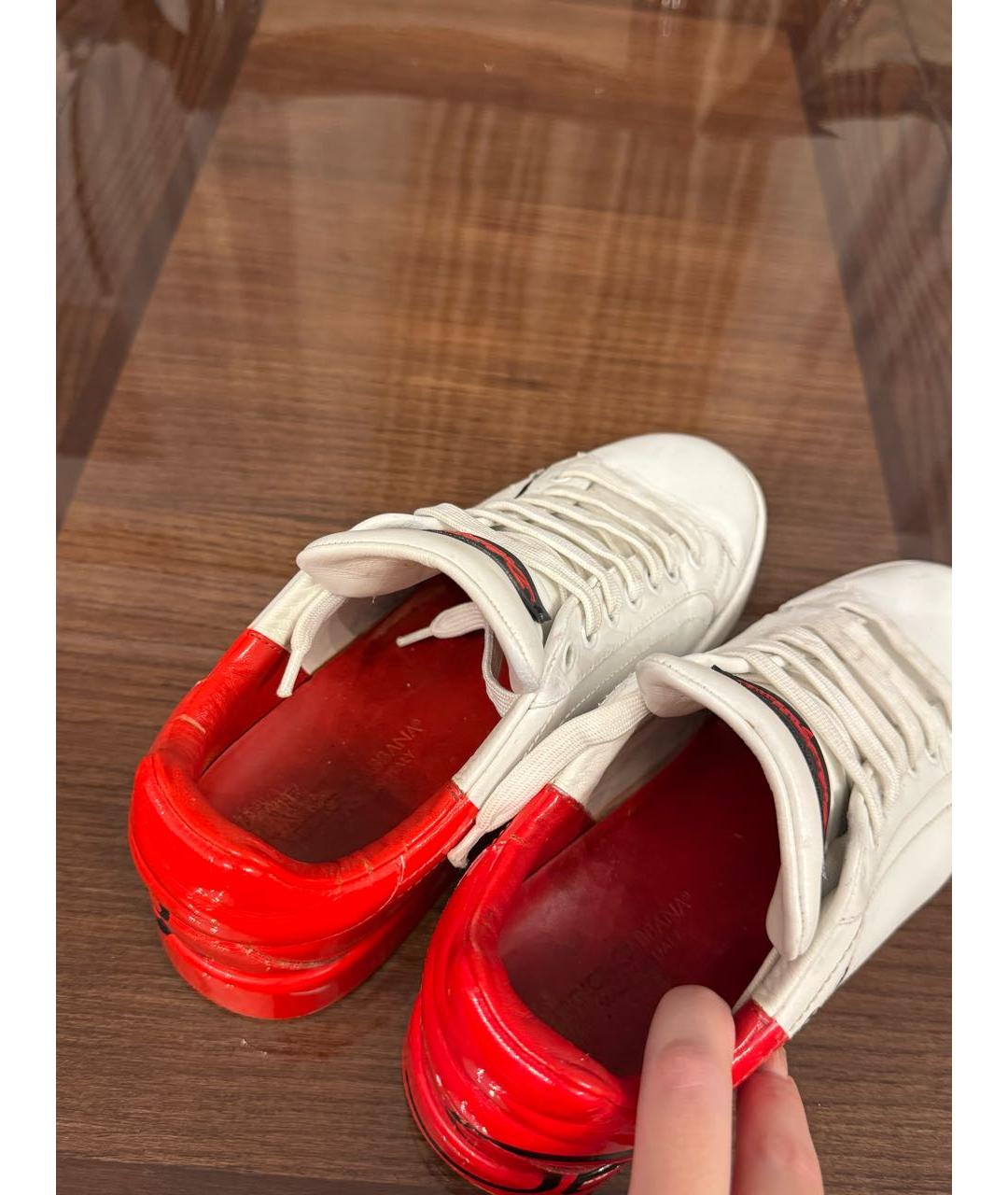 DOLCE&GABBANA Белые кожаные кеды, фото 5