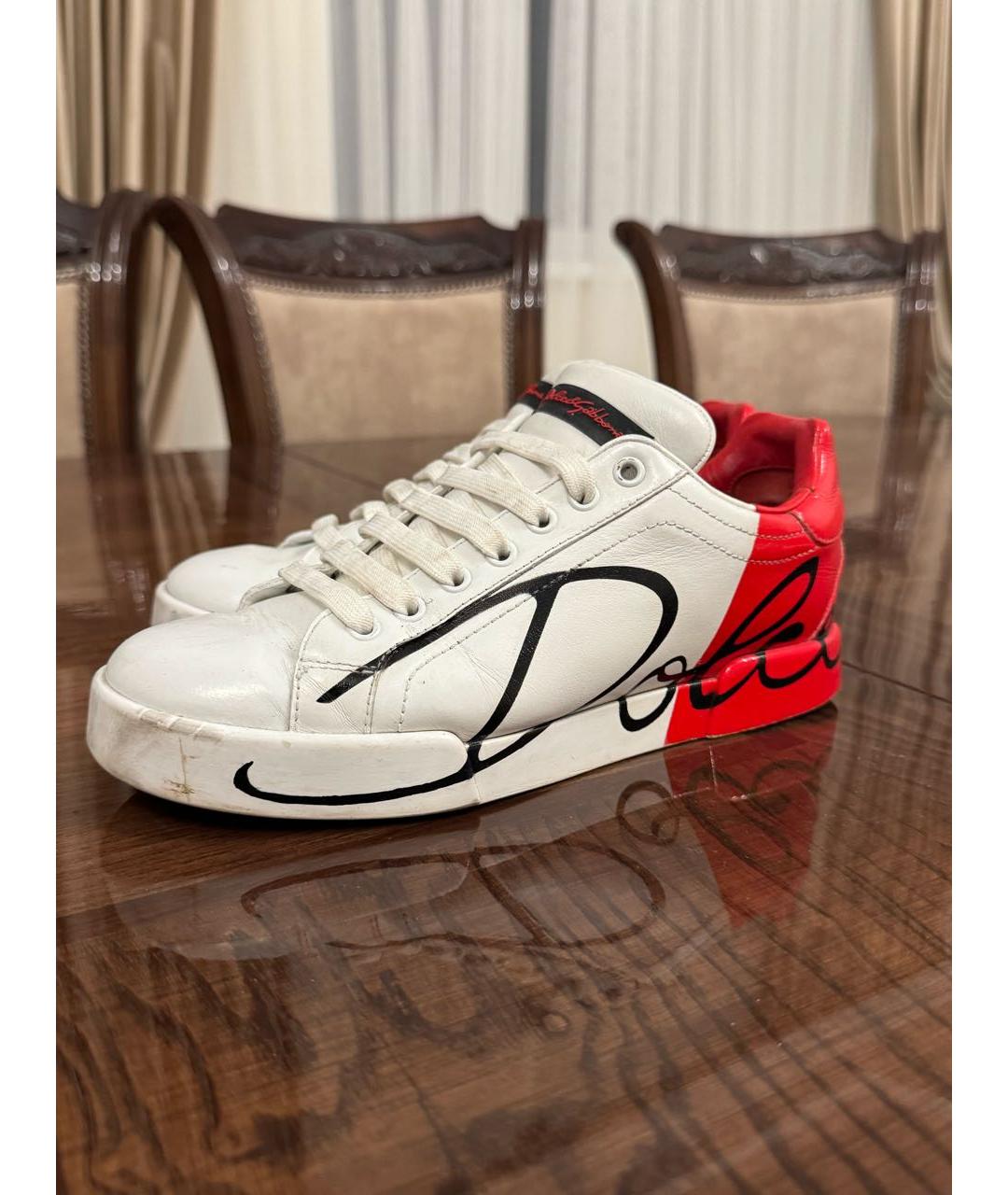 DOLCE&GABBANA Белые кожаные кеды, фото 3