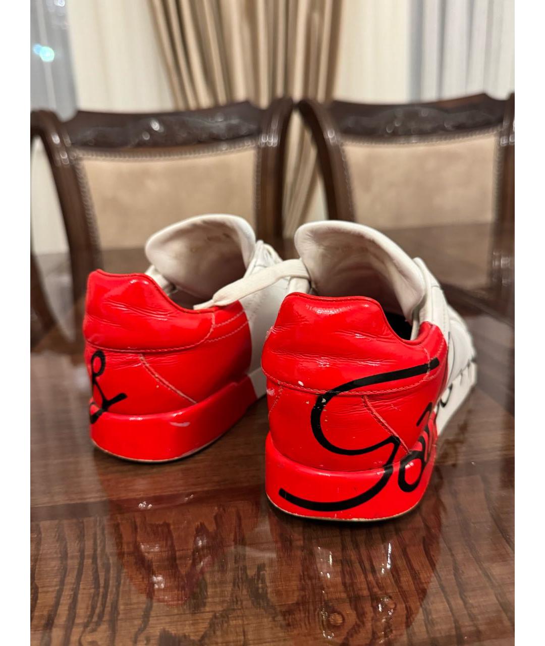 DOLCE&GABBANA Белые кожаные кеды, фото 4