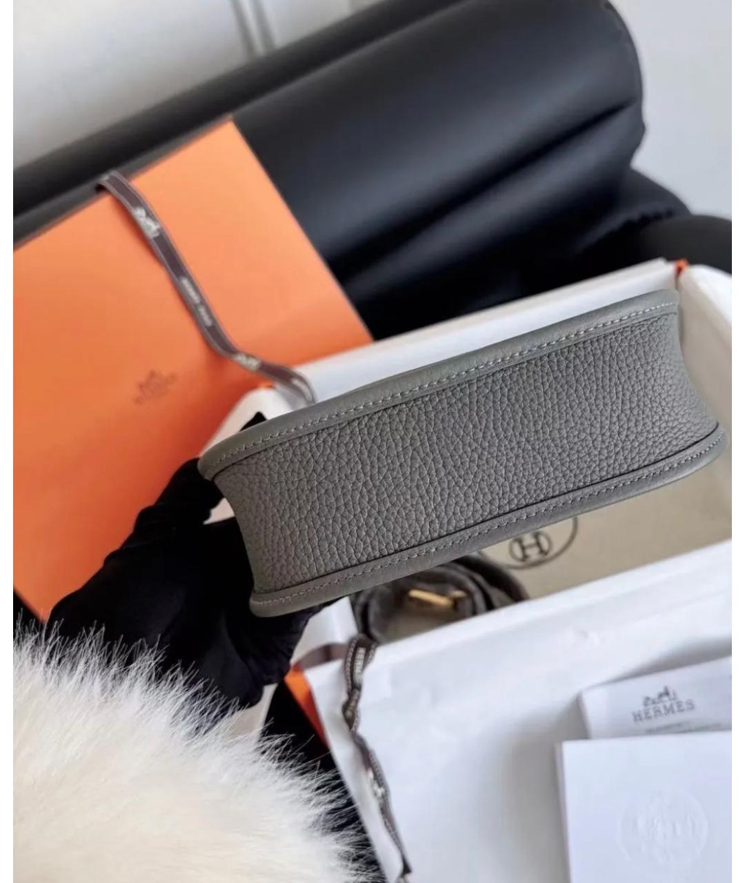 HERMES Антрацитовая кожаная сумка через плечо, фото 4