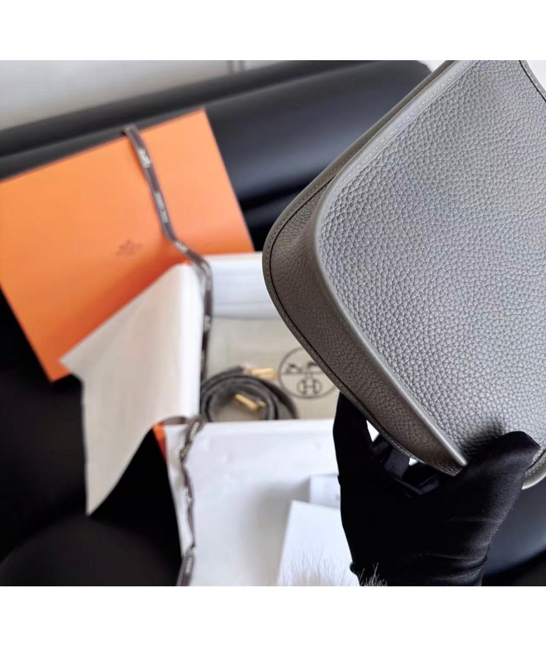 HERMES Антрацитовая кожаная сумка через плечо, фото 5