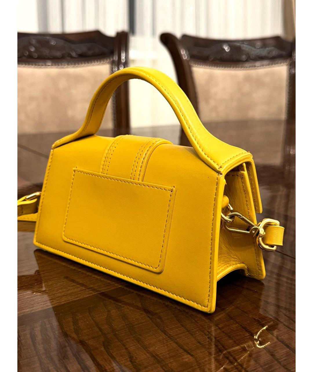 JACQUEMUS Желтая кожаная сумка через плечо, фото 4