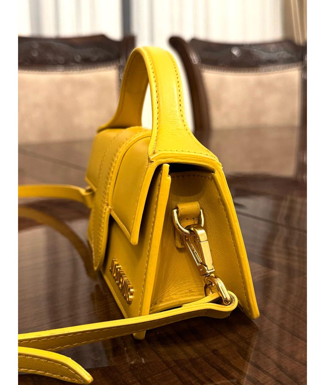 JACQUEMUS Желтая кожаная сумка через плечо, фото 2