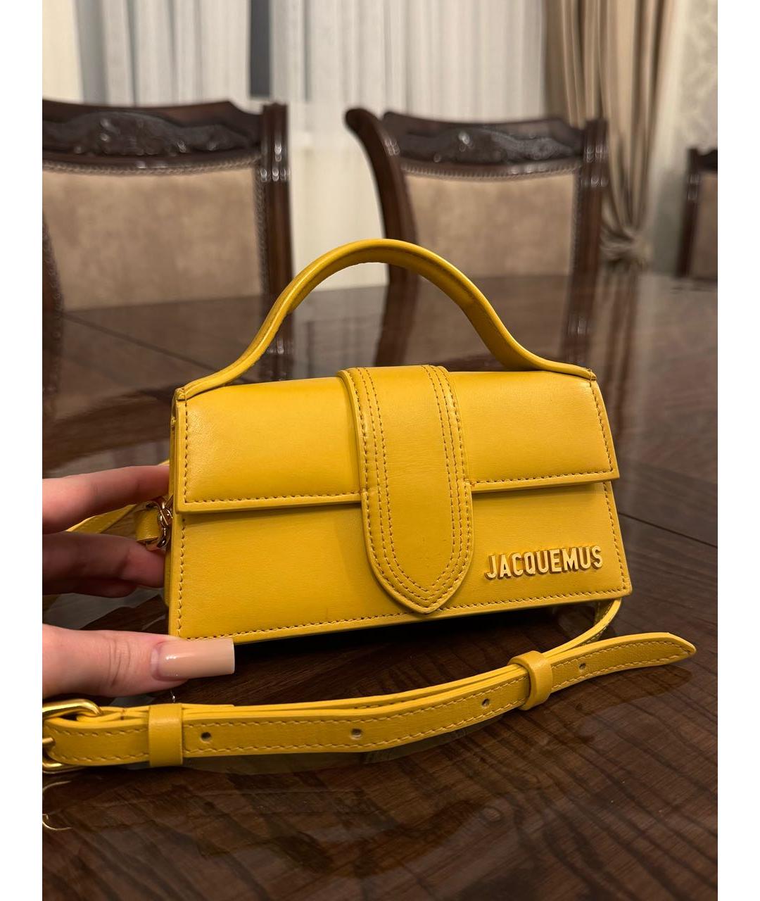 JACQUEMUS Желтая кожаная сумка через плечо, фото 6