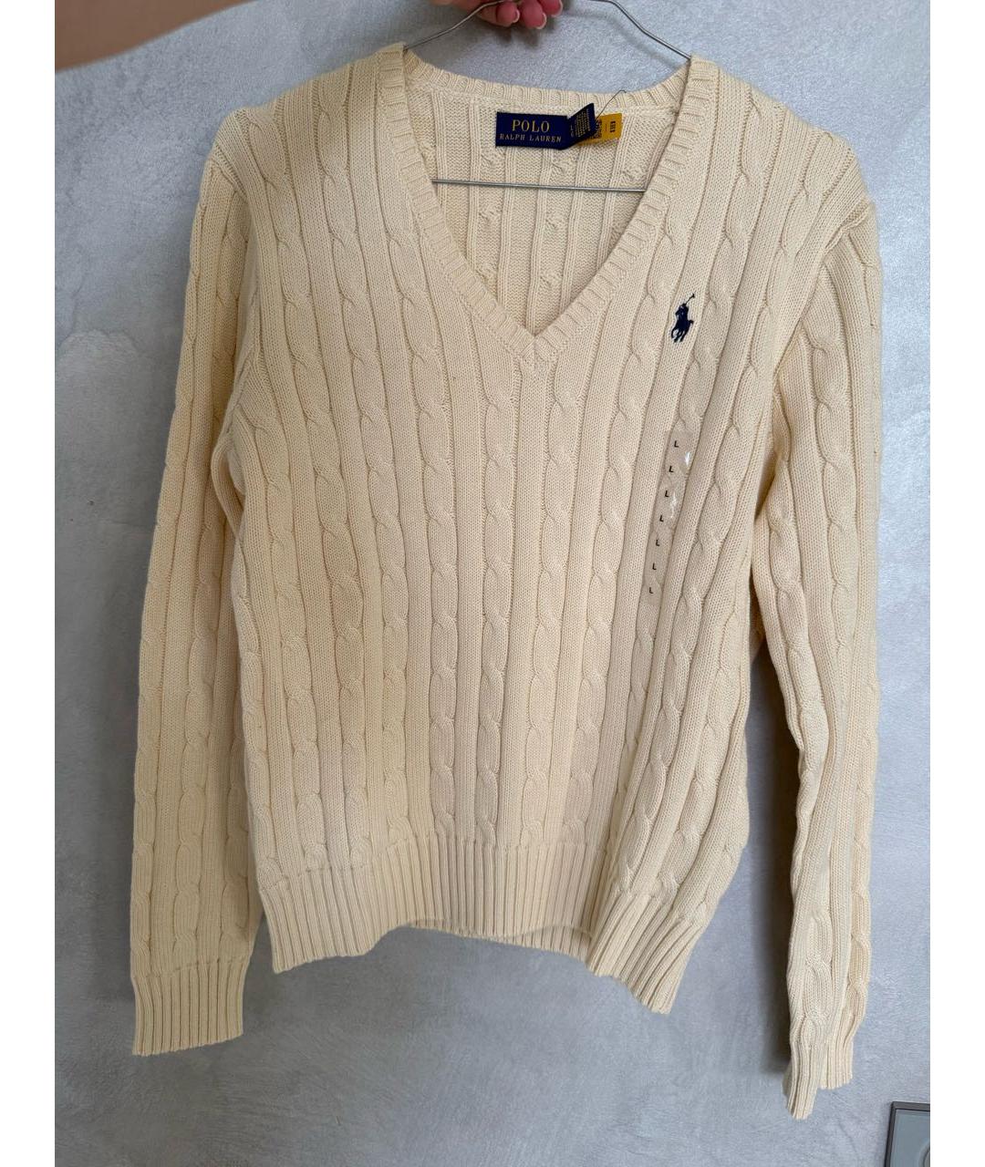 POLO RALPH LAUREN Бежевый хлопковый джемпер / свитер, фото 5