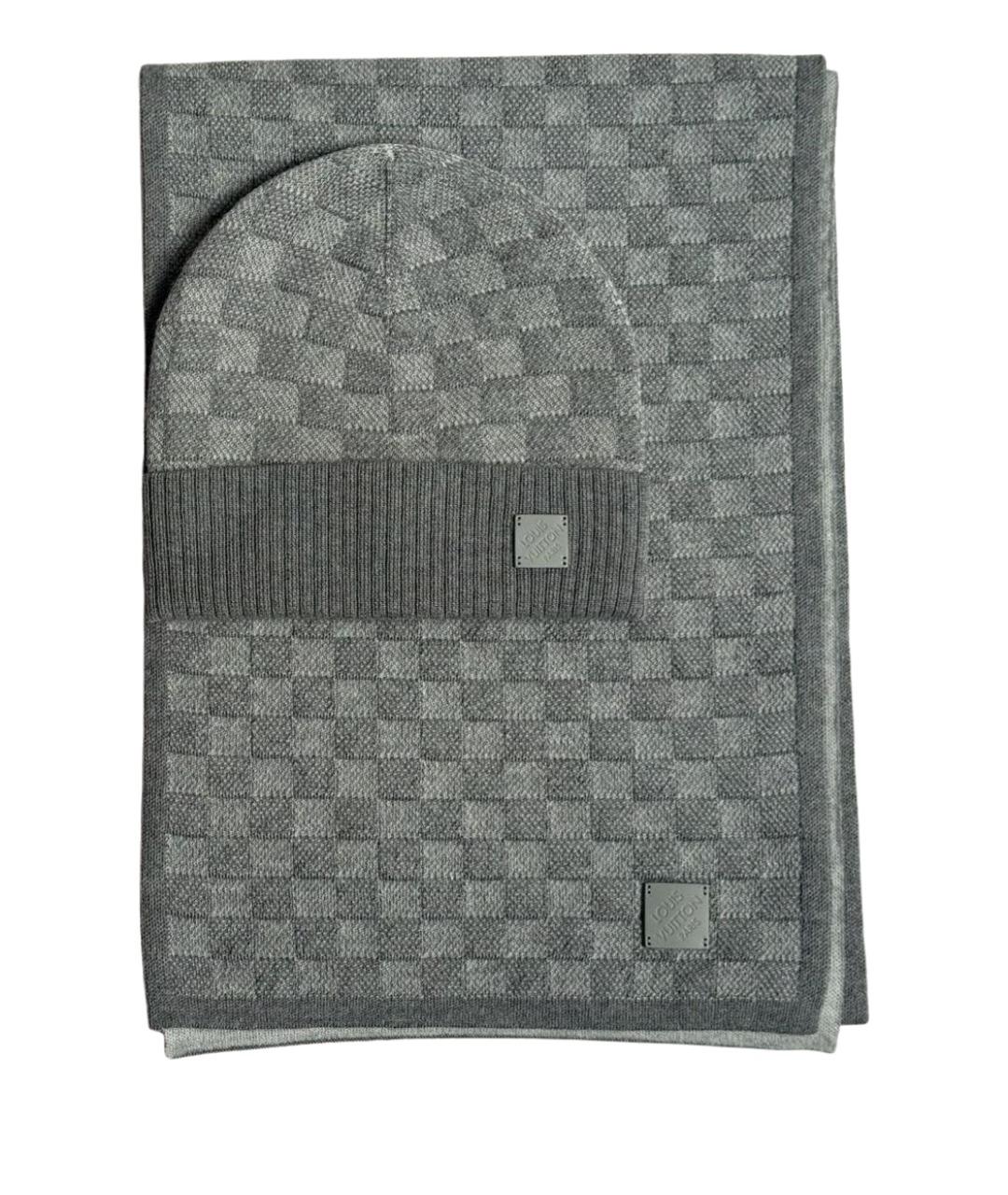LOUIS VUITTON Серый шерстяной шарф, фото 1