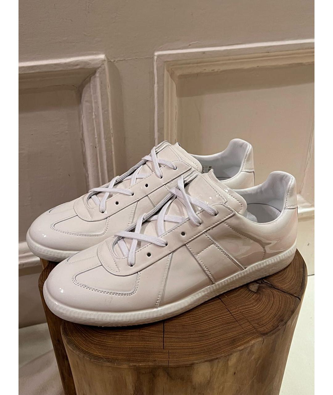 MAISON MARGIELA Белые кожаные низкие кроссовки / кеды, фото 2