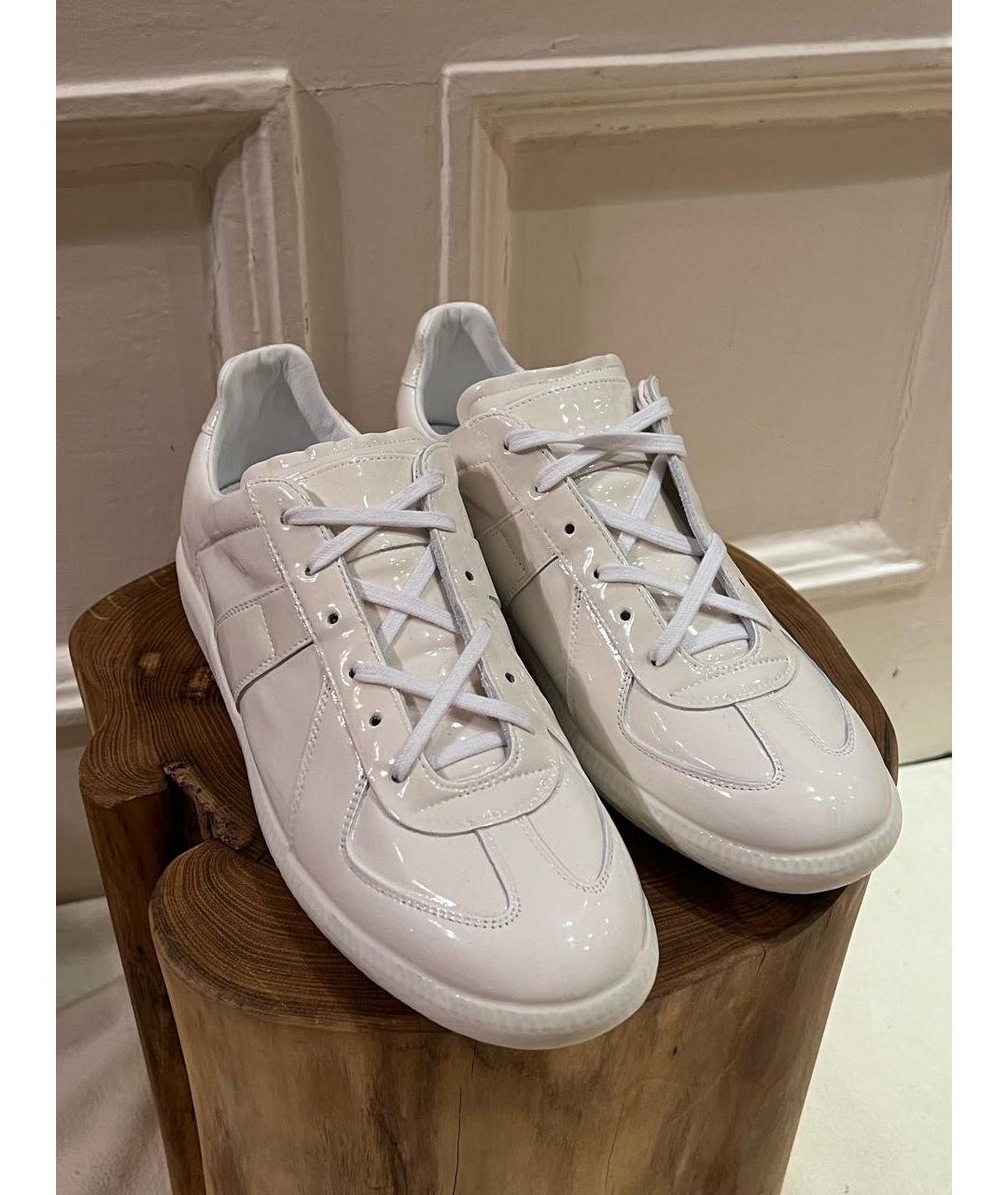 MAISON MARGIELA Белые кожаные низкие кроссовки / кеды, фото 3