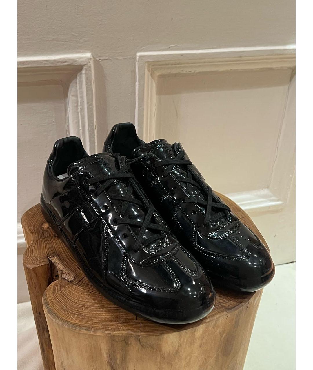 MAISON MARGIELA Черные кожаные низкие кроссовки / кеды, фото 3