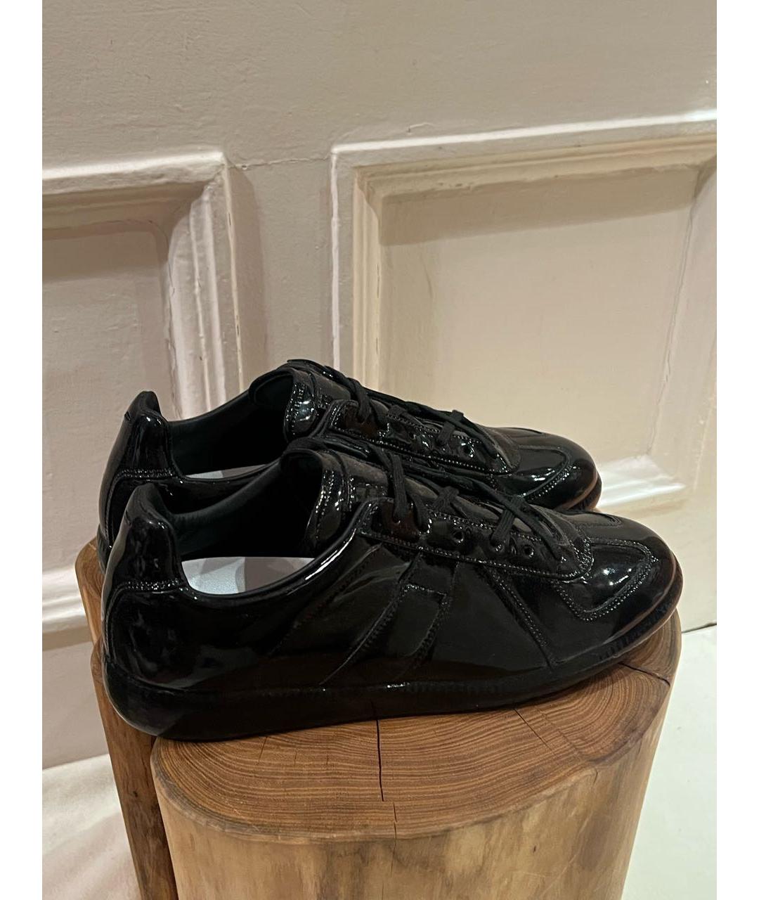 MAISON MARGIELA Черные кожаные низкие кроссовки / кеды, фото 7