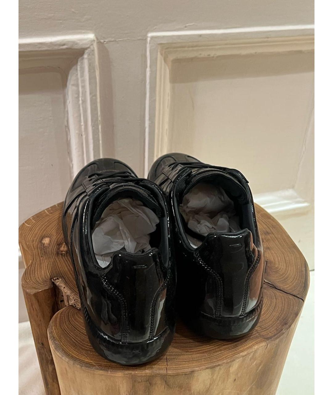 MAISON MARGIELA Черные кожаные низкие кроссовки / кеды, фото 4