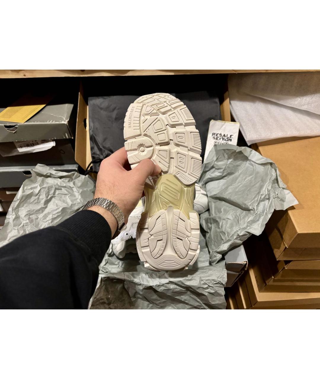 BALENCIAGA Белые текстильные низкие кроссовки / кеды, фото 3