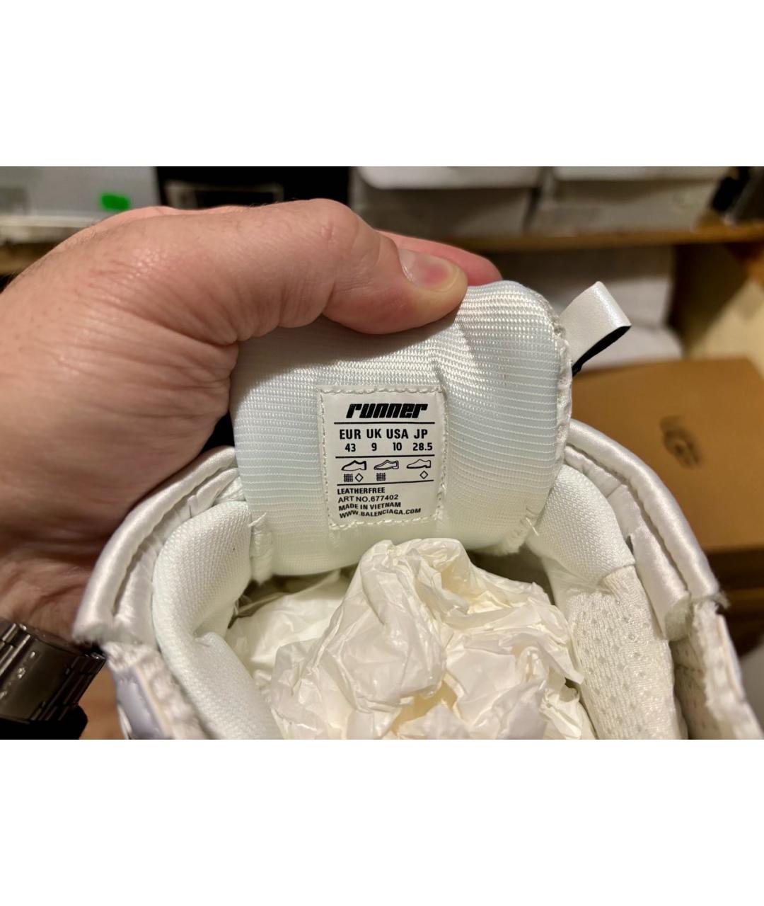 BALENCIAGA Белые текстильные низкие кроссовки / кеды, фото 5