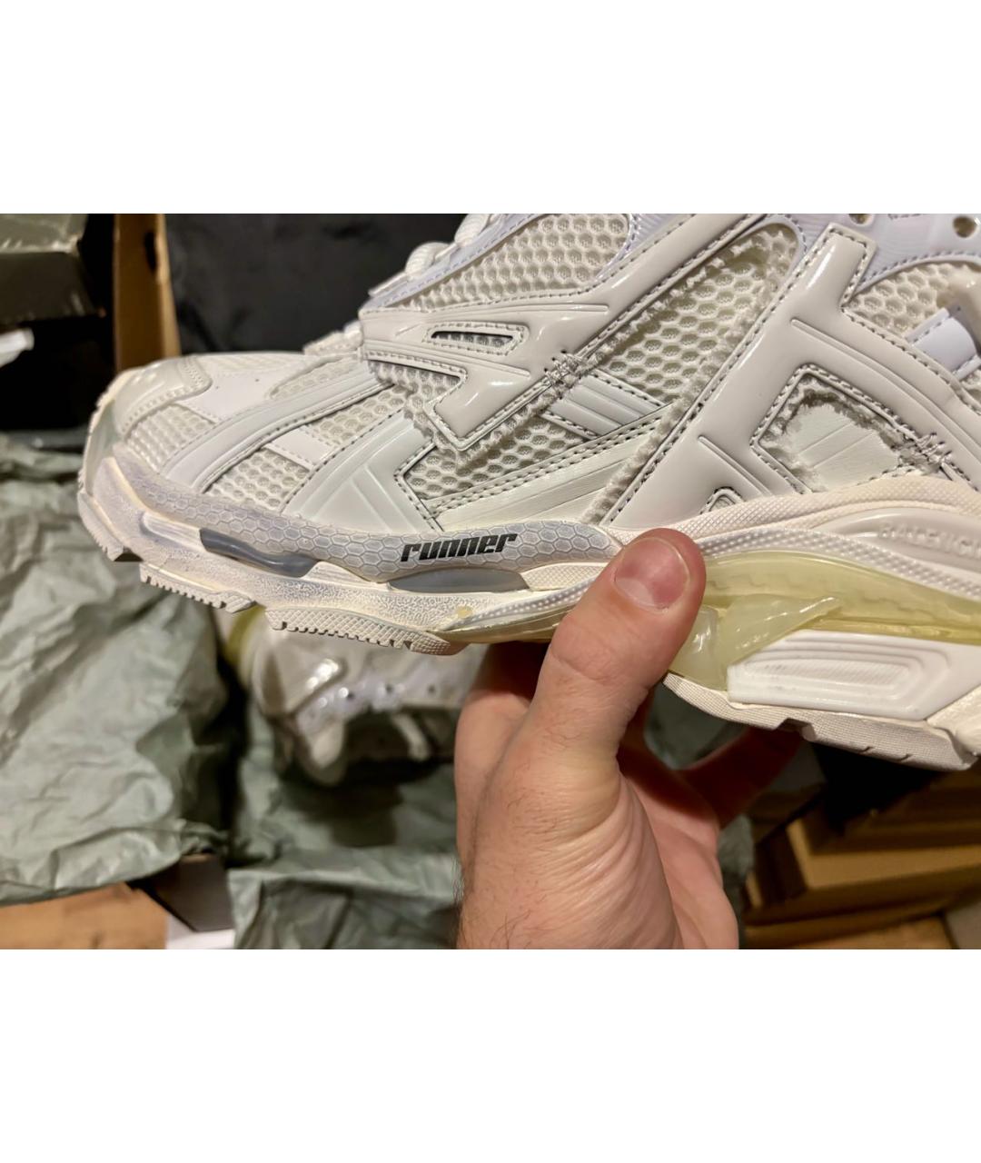 BALENCIAGA Белые текстильные низкие кроссовки / кеды, фото 7