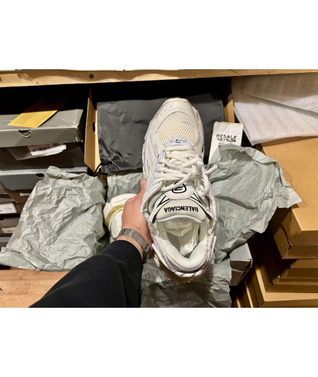 BALENCIAGA Белые текстильные низкие кроссовки / кеды, фото 2