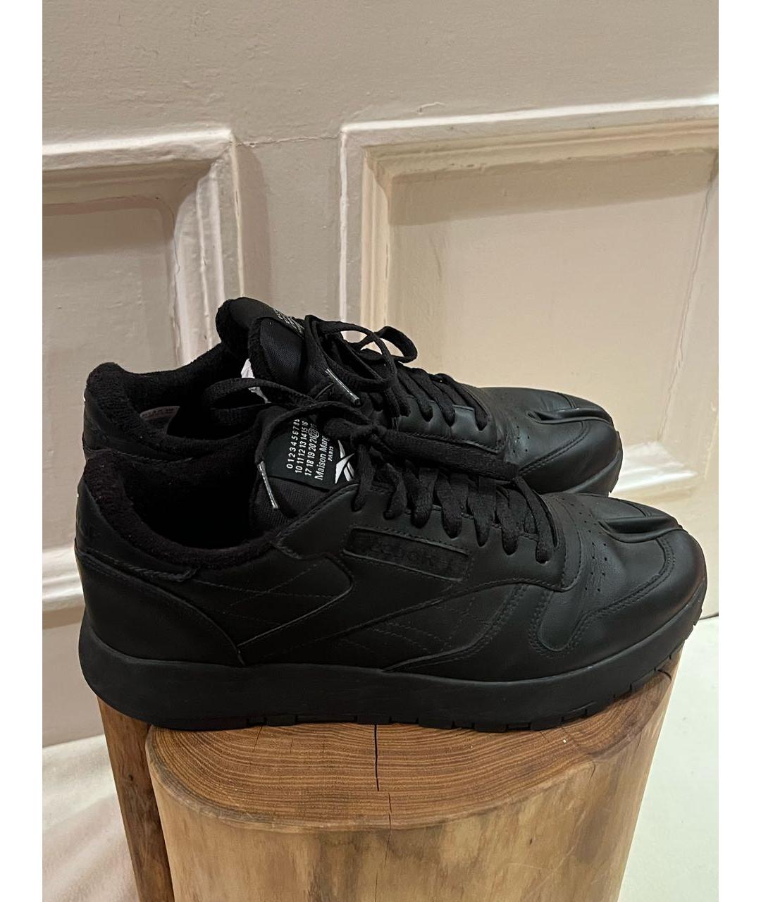 MAISON MARGIELA Черные кожаные низкие кроссовки / кеды, фото 6