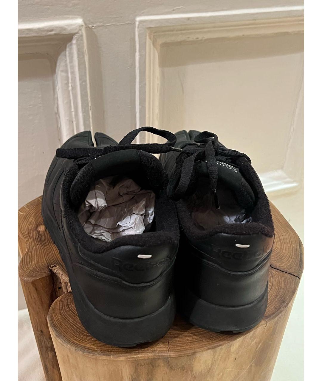 MAISON MARGIELA Черные кожаные низкие кроссовки / кеды, фото 4