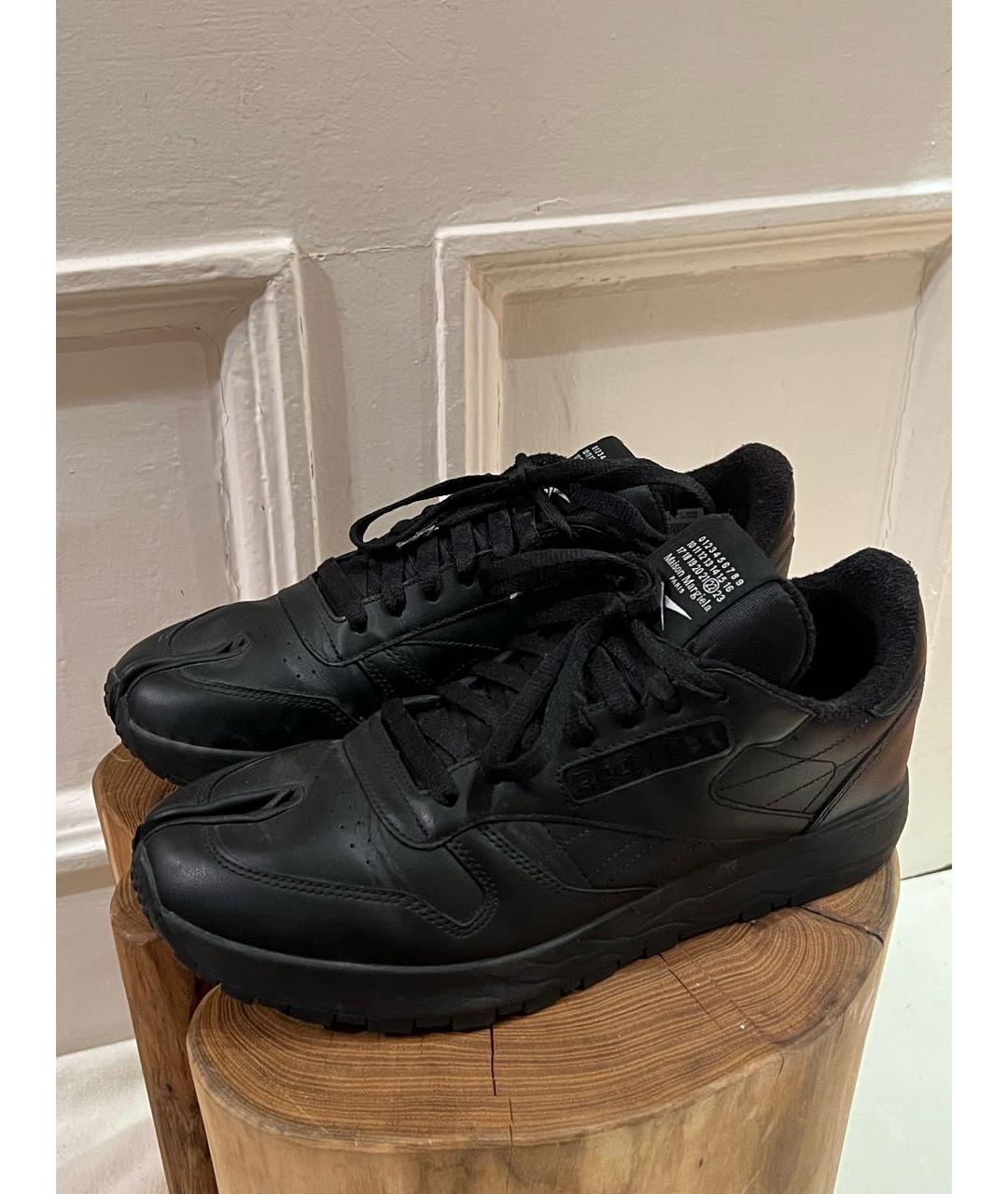 MAISON MARGIELA Черные кожаные низкие кроссовки / кеды, фото 2