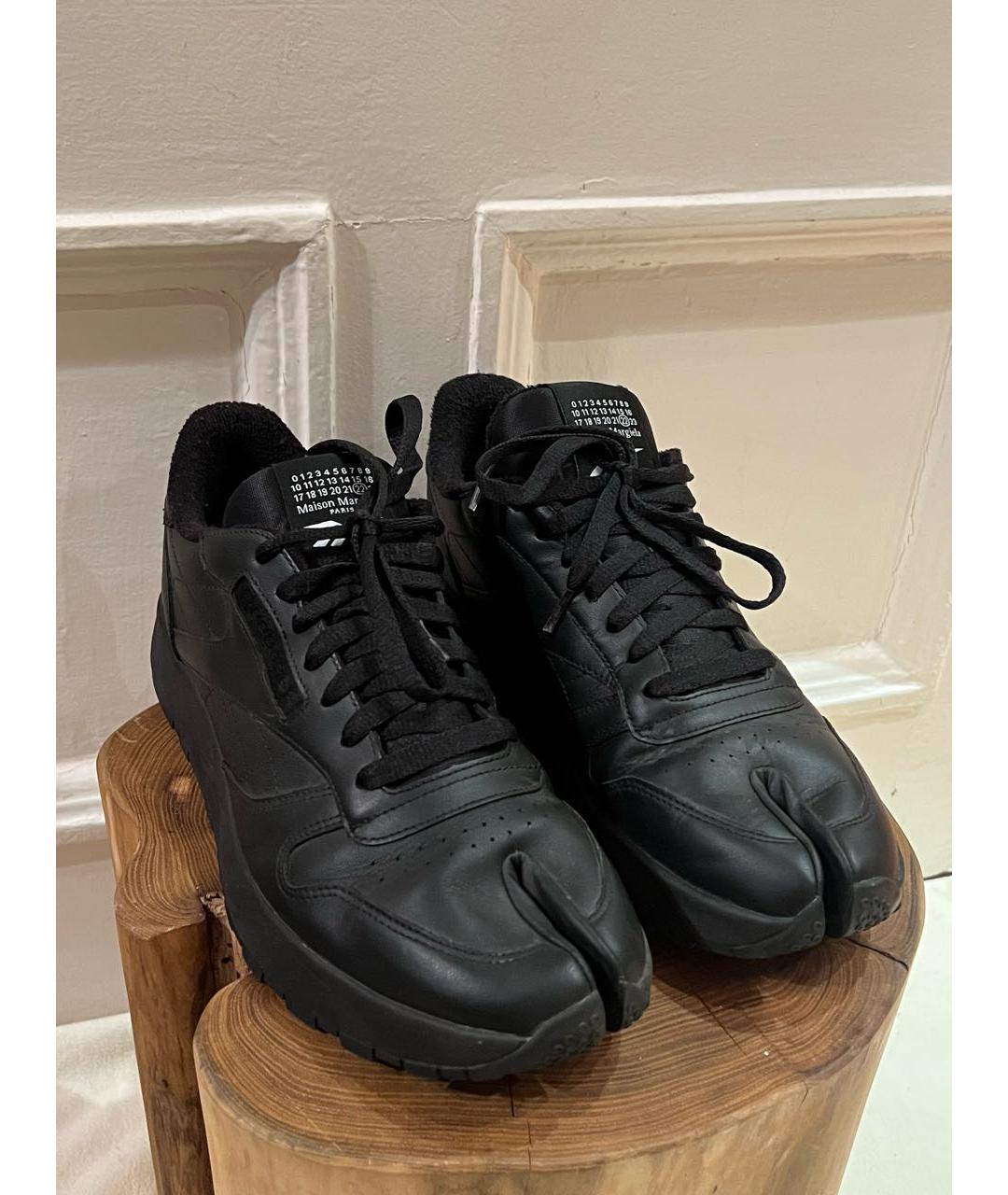 MAISON MARGIELA Черные кожаные низкие кроссовки / кеды, фото 3