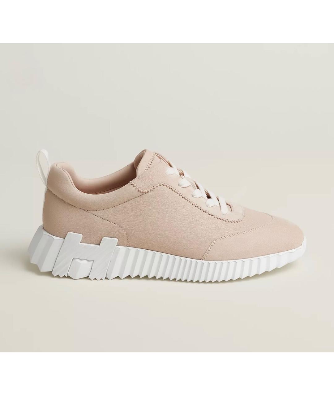 HERMES Розовые кожаные кроссовки, фото 4