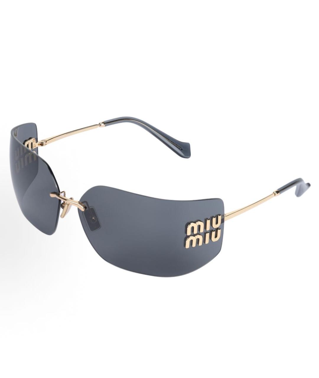 MIU MIU Черные металлические солнцезащитные очки, фото 2