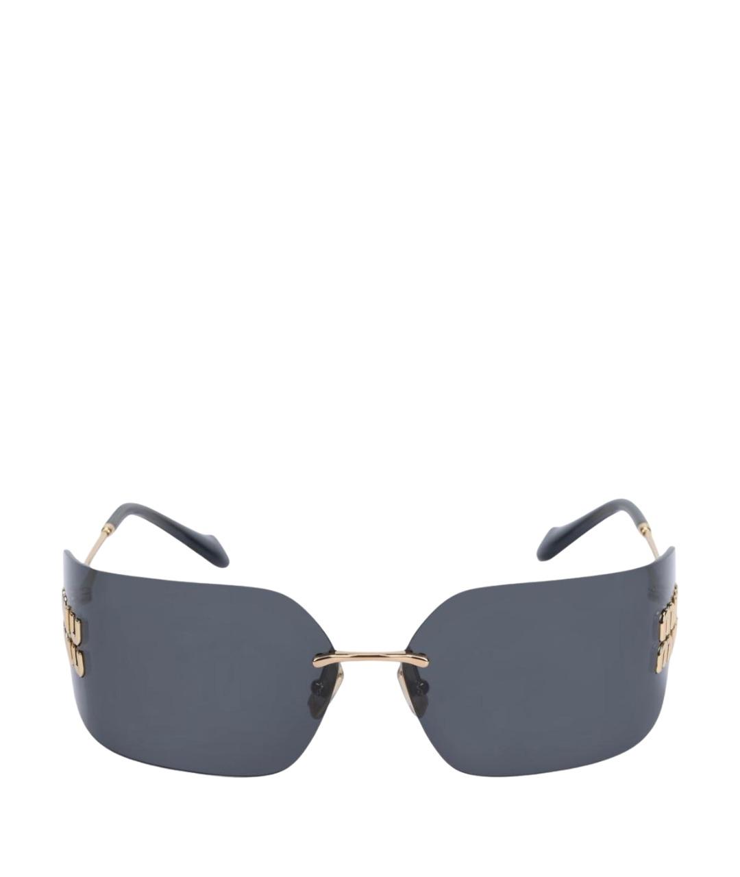 MIU MIU Черные металлические солнцезащитные очки, фото 1