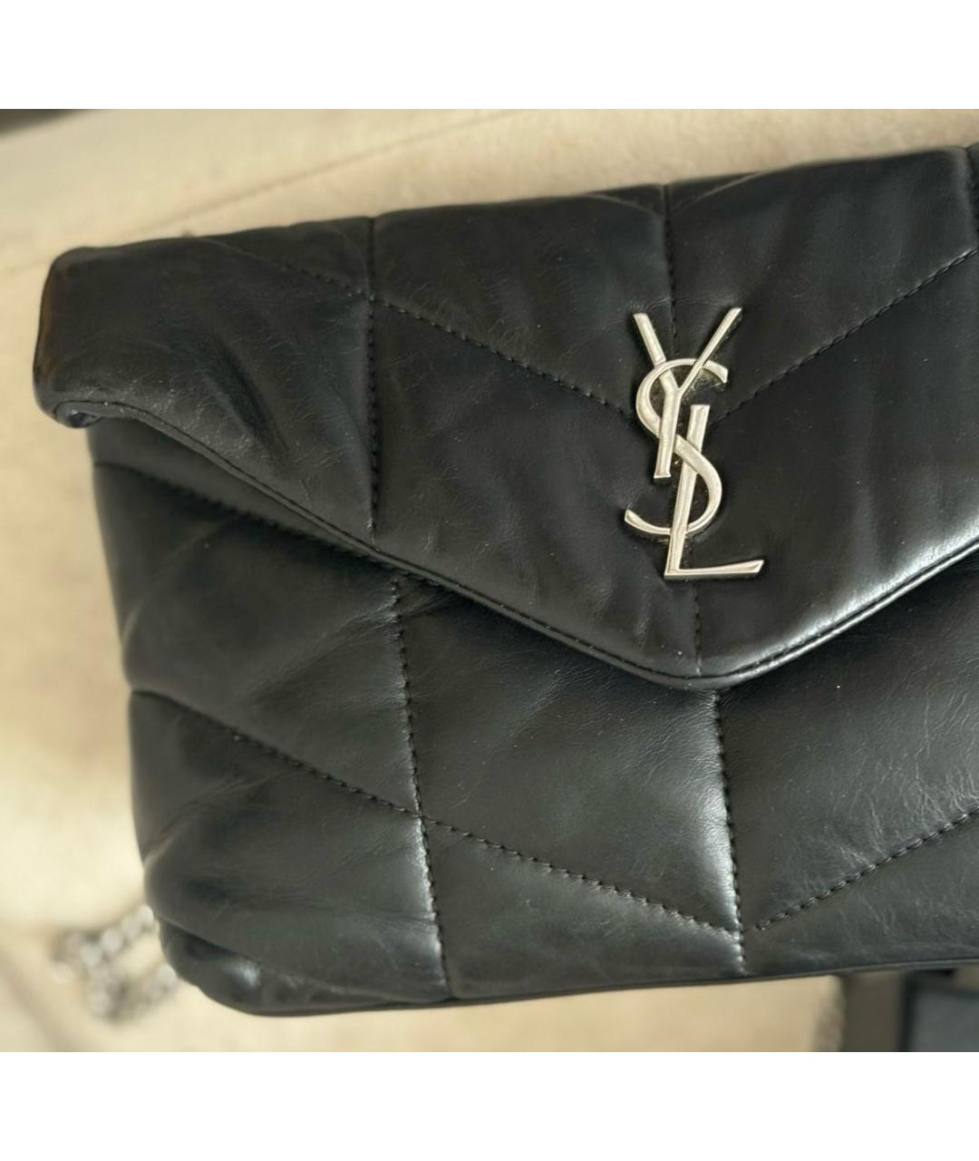 SAINT LAURENT Черная кожаная сумка через плечо, фото 2