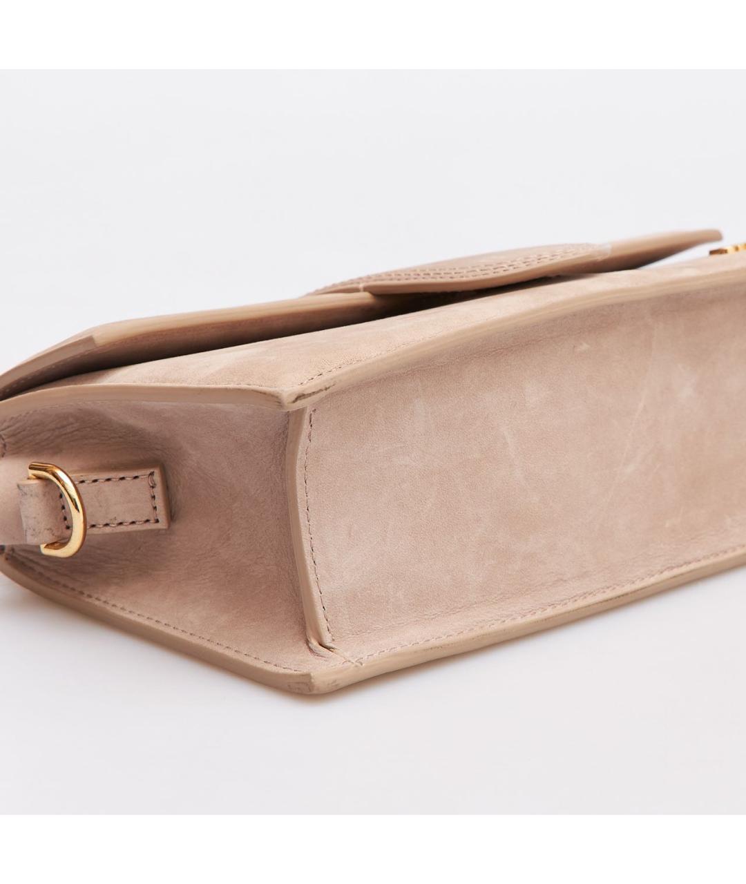 JACQUEMUS Бежевая замшевая сумка через плечо, фото 4