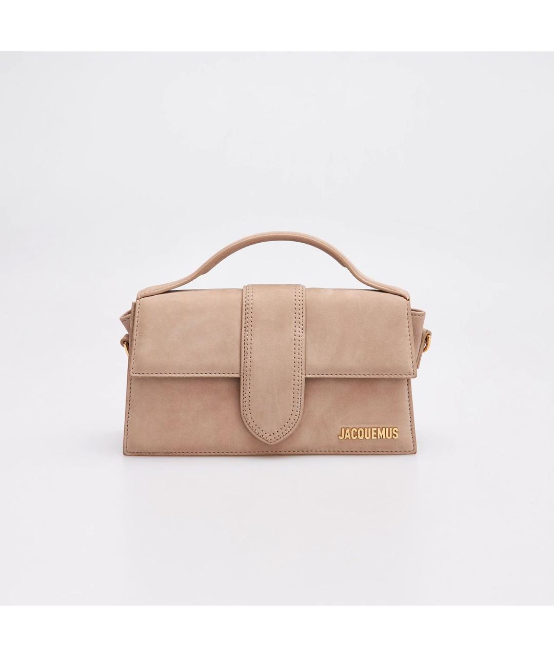 JACQUEMUS Бежевая замшевая сумка через плечо, фото 9