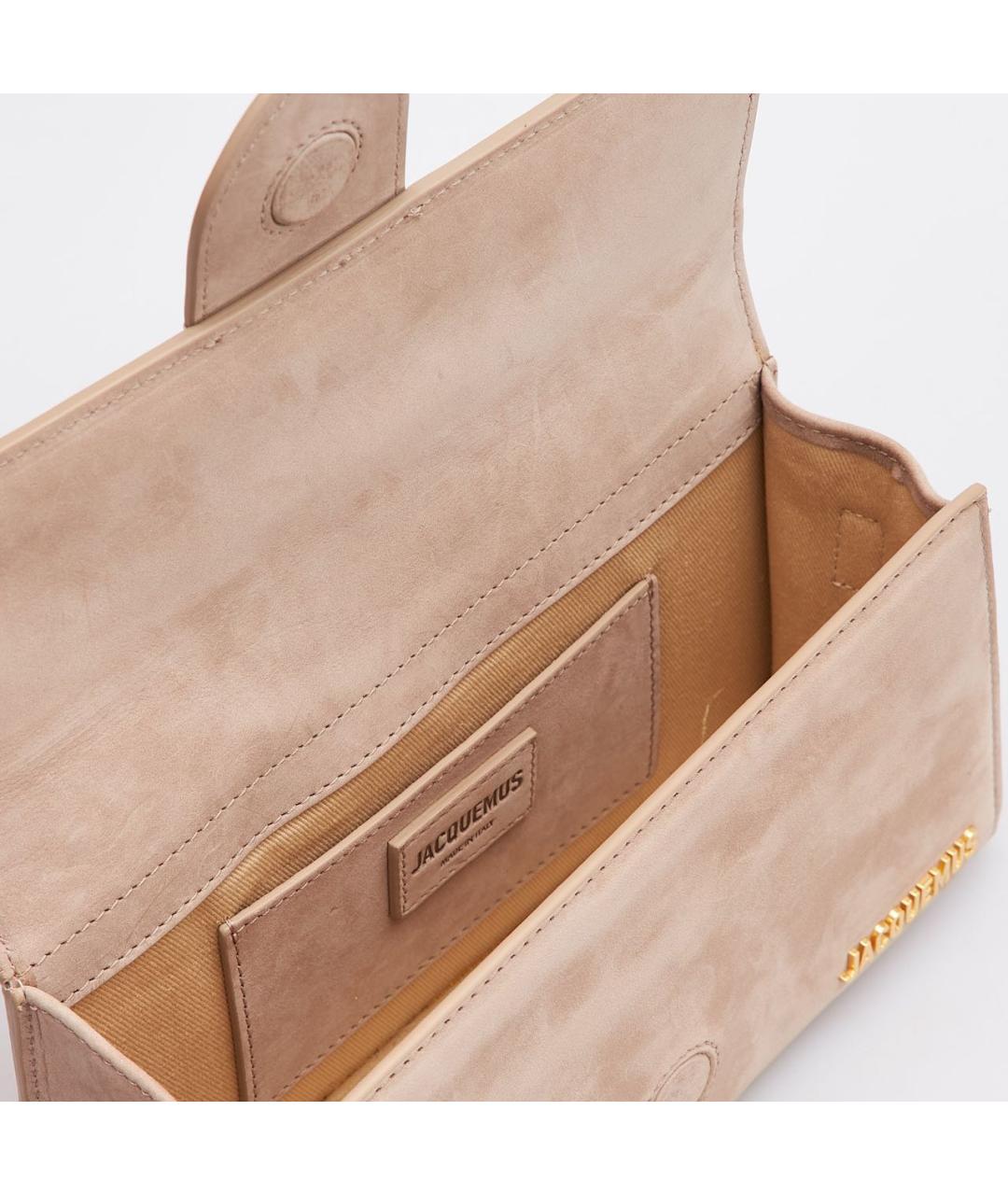 JACQUEMUS Бежевая замшевая сумка через плечо, фото 6