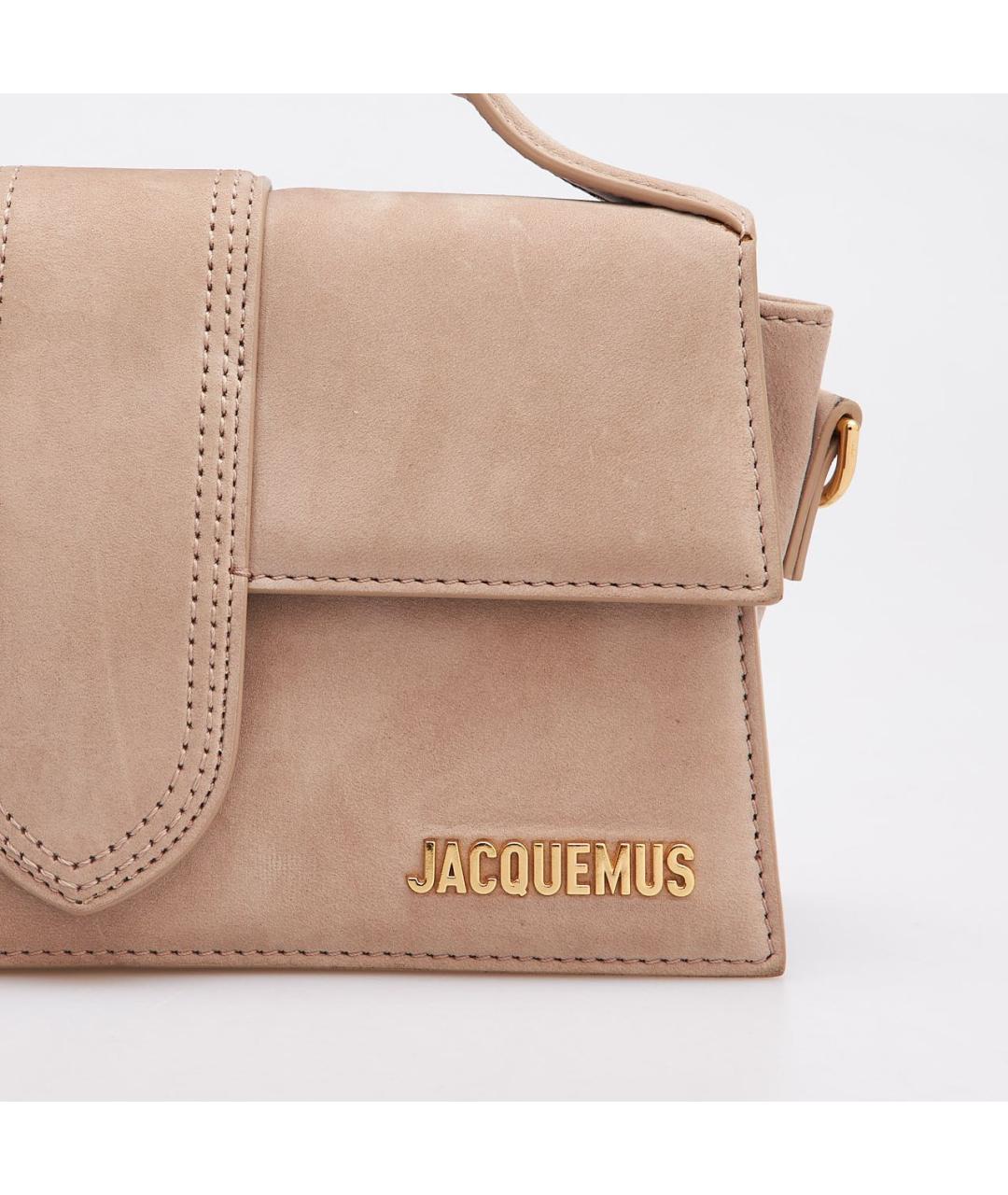 JACQUEMUS Бежевая замшевая сумка через плечо, фото 7