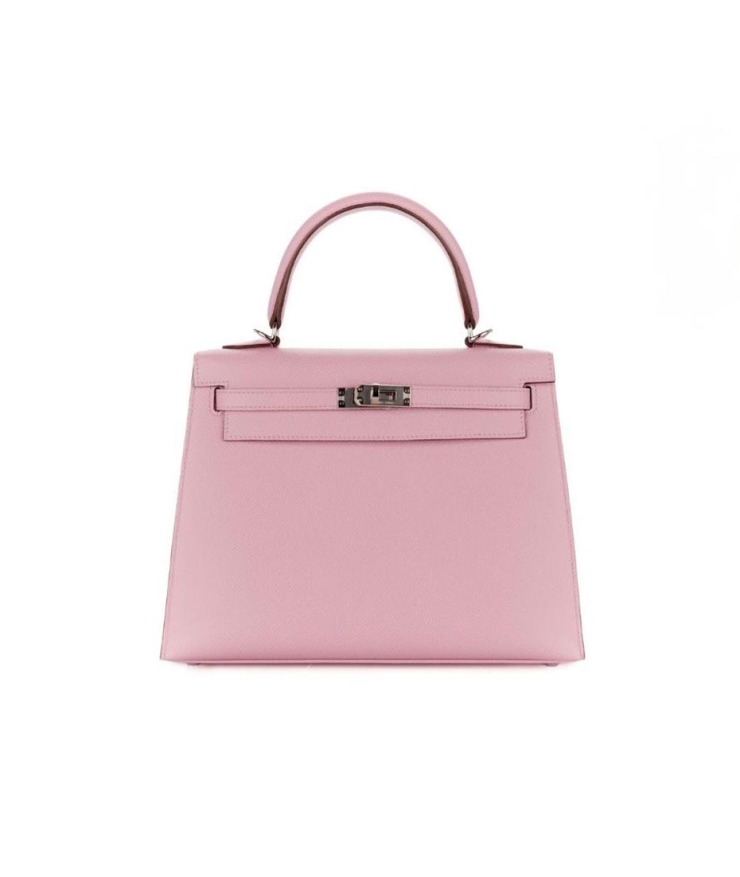 HERMES Розовая кожаная сумка с короткими ручками, фото 3