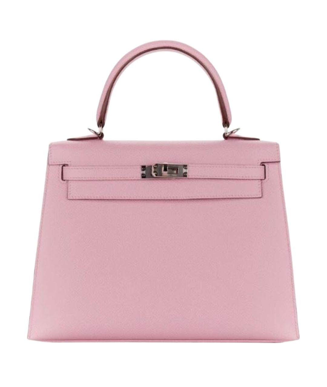 HERMES Розовая кожаная сумка с короткими ручками, фото 1