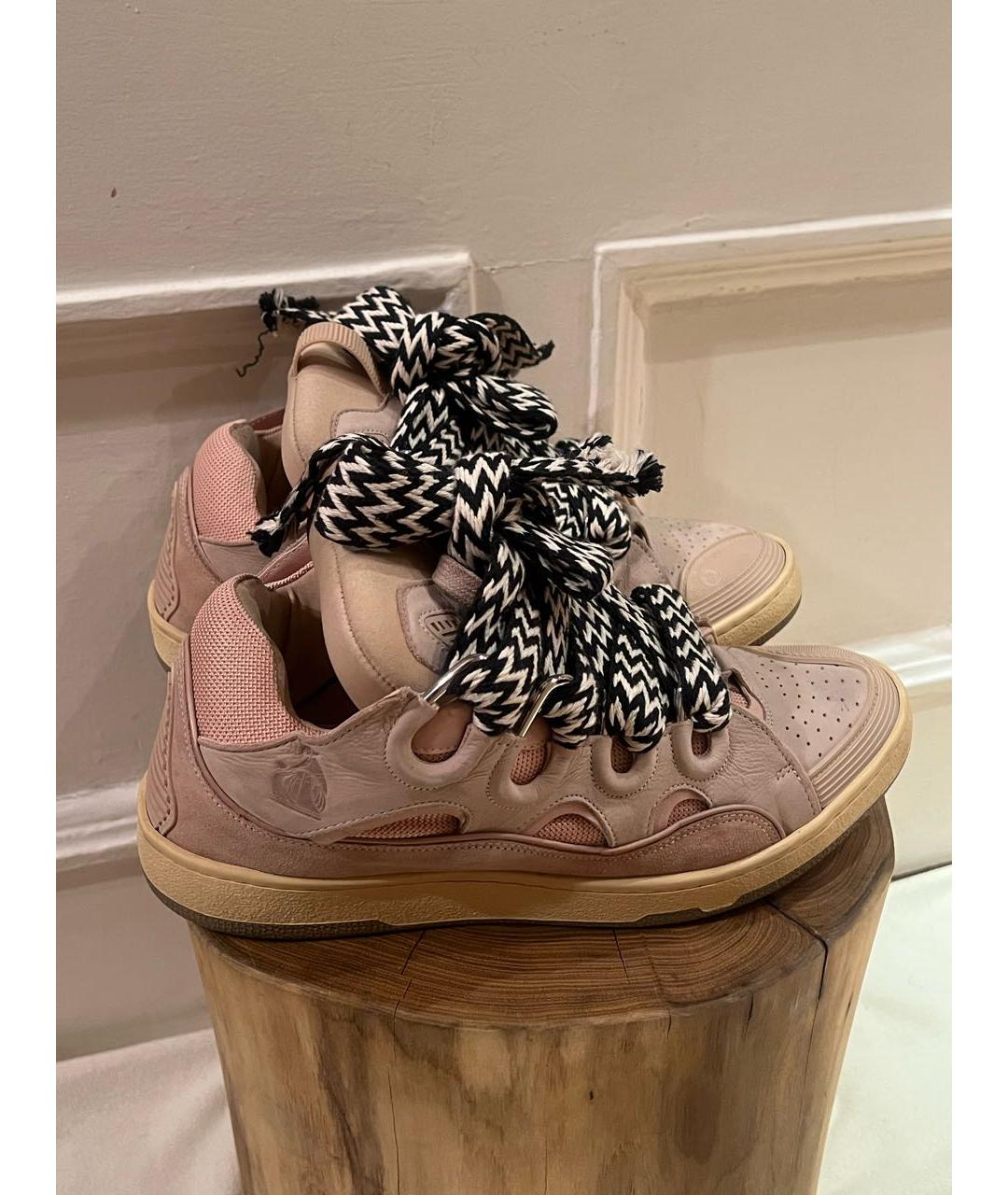 LANVIN Розовые текстильные низкие кроссовки / кеды, фото 3