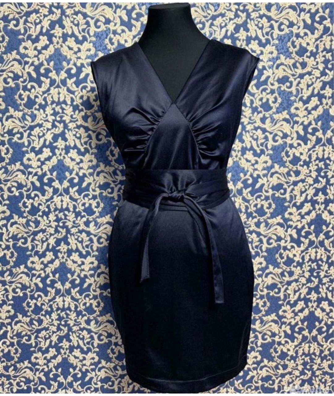 PINKO Темно-синее хлопковое повседневное платье, фото 8