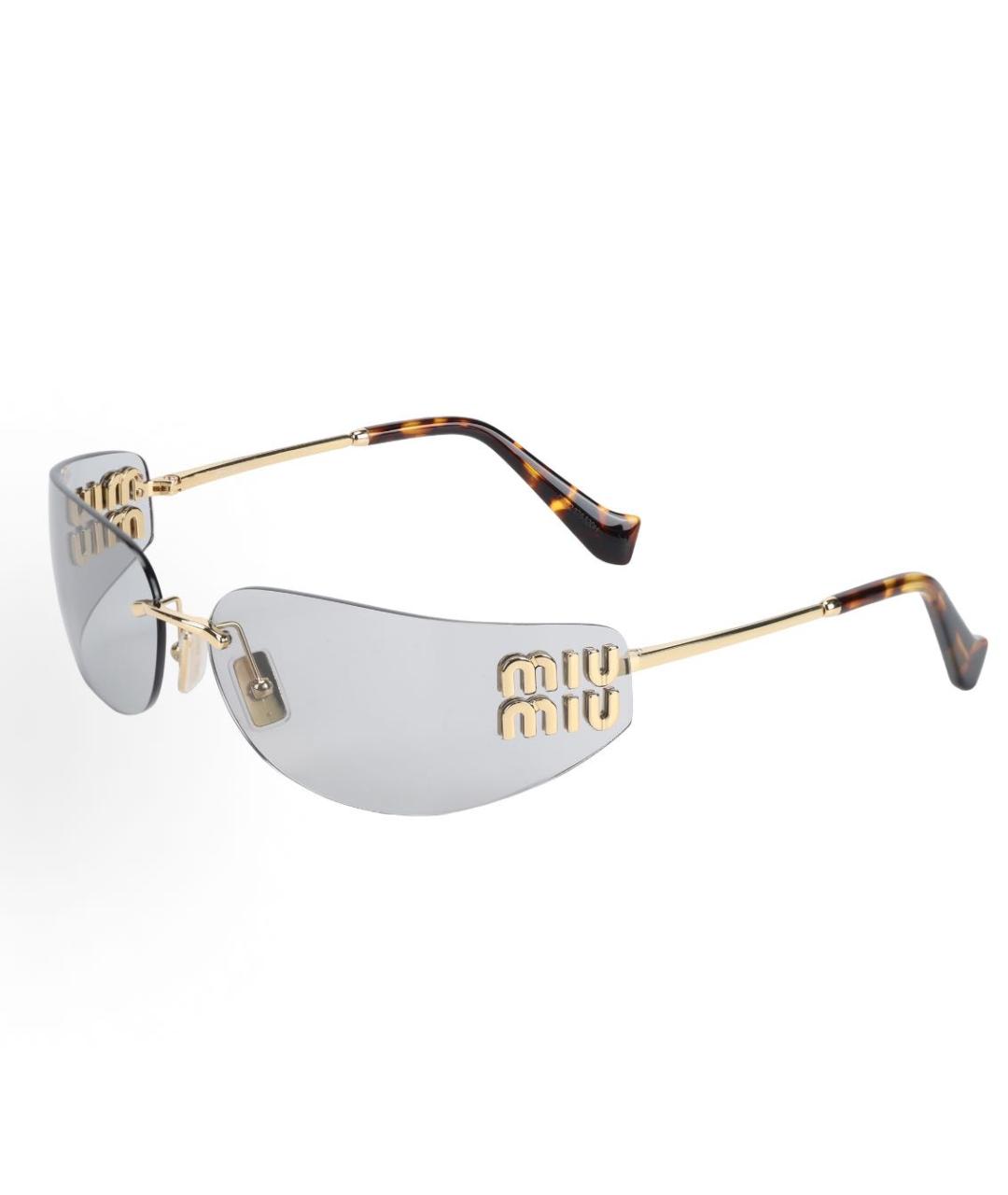 MIU MIU Золотые металлические солнцезащитные очки, фото 2