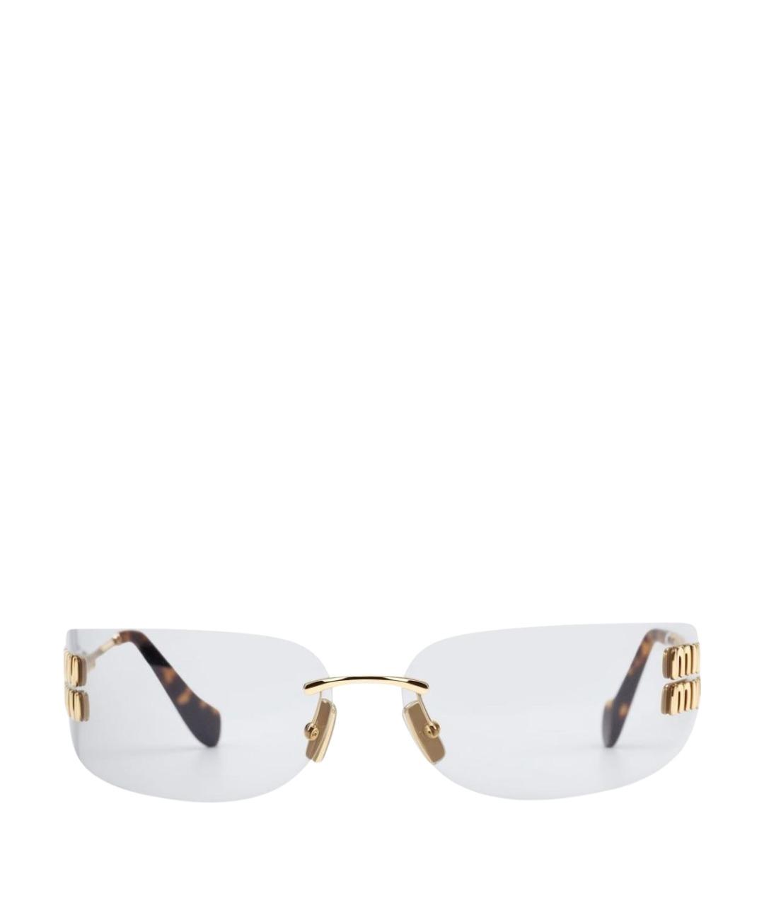 MIU MIU Золотые металлические солнцезащитные очки, фото 1