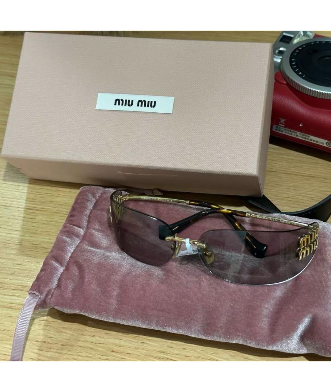 MIU MIU Золотые металлические солнцезащитные очки, фото 4