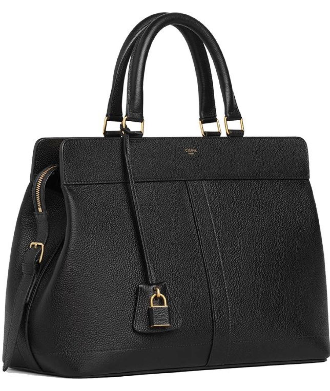 CELINE Черная кожаная сумка с короткими ручками, фото 8