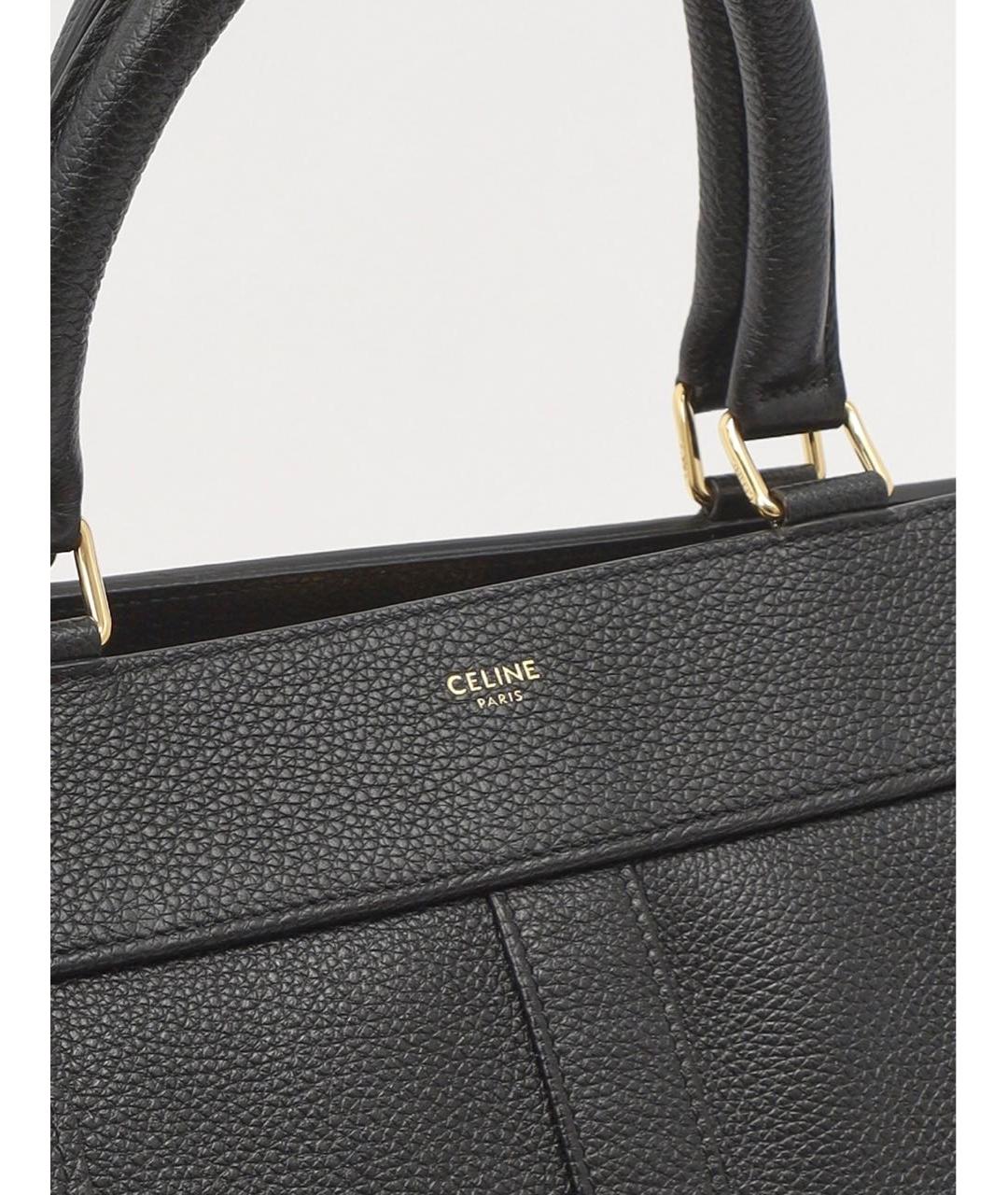 CELINE Черная кожаная сумка с короткими ручками, фото 2